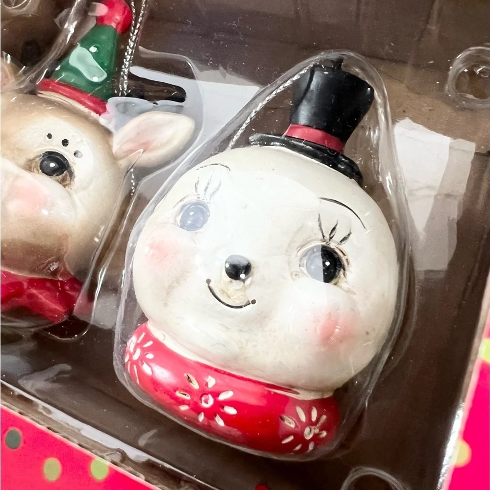 Johanna Parker‎ Reindeer & Snowman Christmas Ornament Set Of 2, NEW!